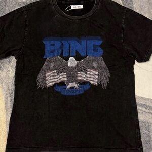 Anine Bing Washed Black and Blue Graphic Tee
